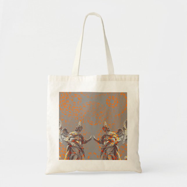 Tote Bag Collage cool de sculptures et de cercles oranges (Devant)