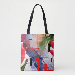 Tote Bag collage d'art abstrait, médias mélangés et