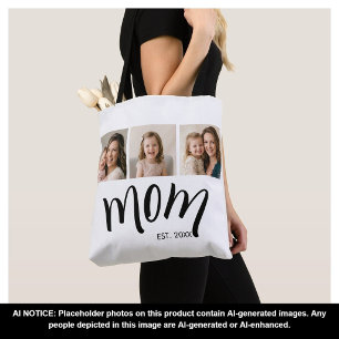 Tote Bag Collage de 3 photos Maman Est Élégant Cadeau prati