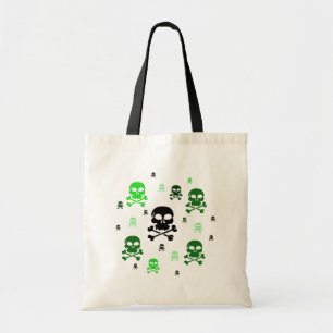Tote Bag Collage de crânes de bande dessinée - vert
