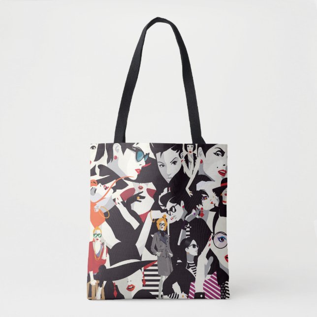 Tote Bag Collage de filles à la mode : pop art (Devant)