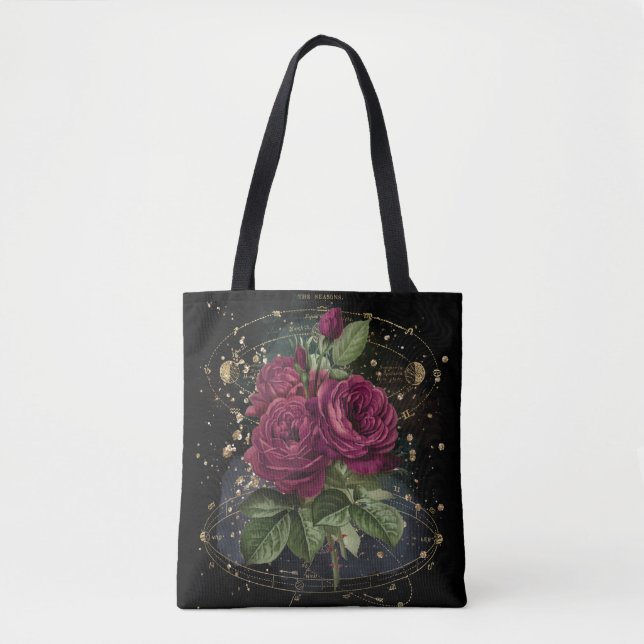 Tote Bag Collage de filles - roses rouges du sang (Devant)
