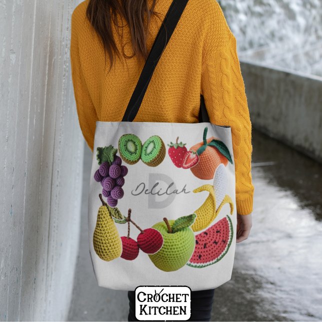 Tote Bag Collage de fruits Artistic Rainbow Crochet tendanc (Créateur téléchargé)