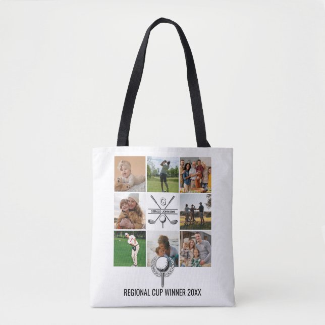 Tote Bag Collage de golf personnalisé avec monogramme (Devant)