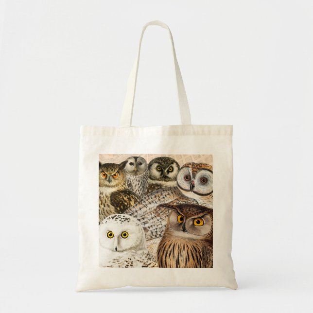 Tote Bag Collage de hibou vintage (Devant)