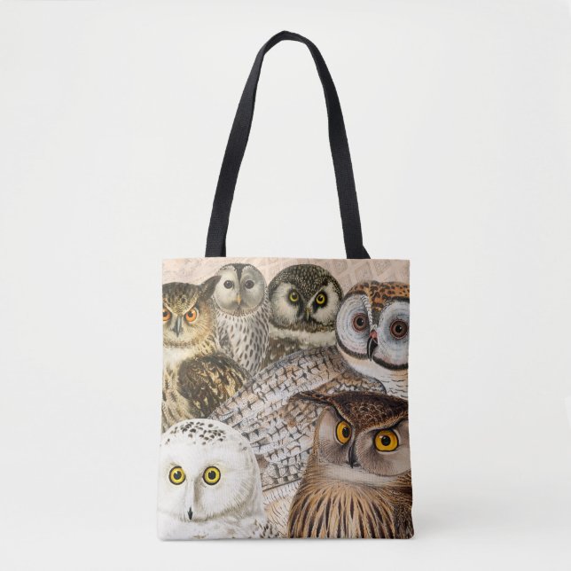 Tote Bag Collage de hibou vintage (Devant)