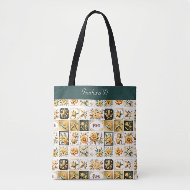 Tote Bag Collage de Noël en or (Devant)
