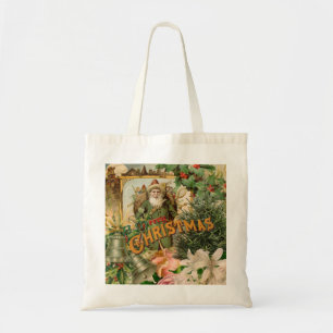 Tote Bag Collage de Noël Père Noël vert de l'ancien monde A