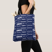 Collage de nom personnalisé bleu marine chic