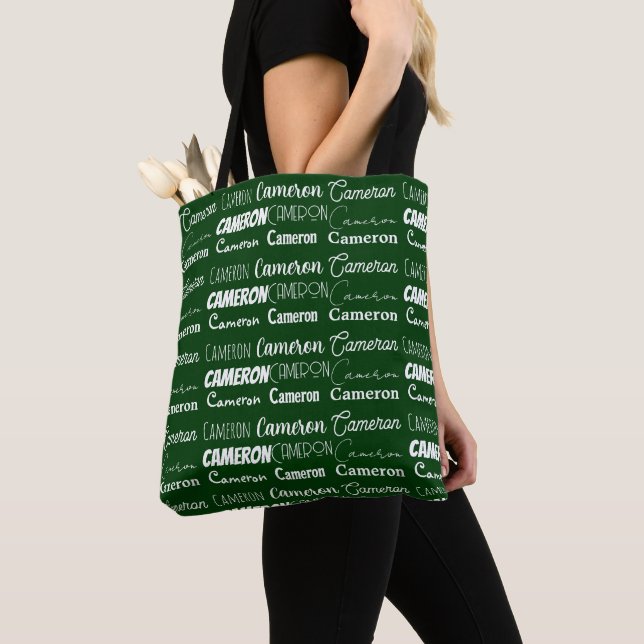 Tote Bag Collage de nom personnalisé Cool Green (De près)