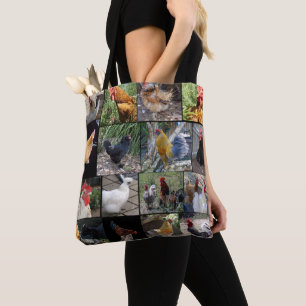 Tote Bag Collage de photos de coqs de poulet,