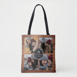 Tote Bag Collage de photos de famille en bois de grange rus