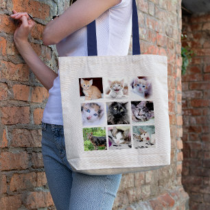 Tote Bag Collage de photos de famille et d'animaux de compa