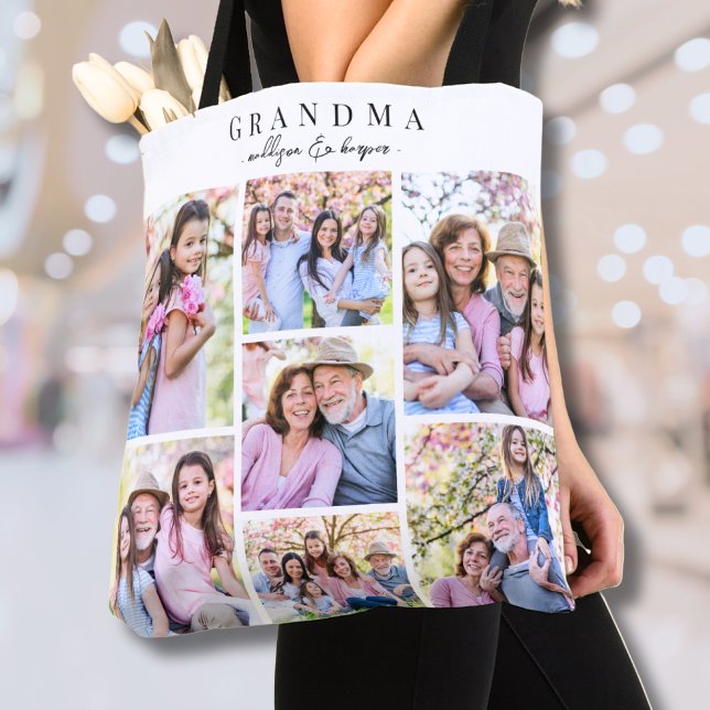 Tote Bag Collage de photos de grand-mère (Grandma Photo Collage Tote Bag)