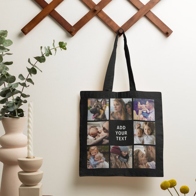 Tote Bag Collage de photos modifiable Noir (Créateur téléchargé)