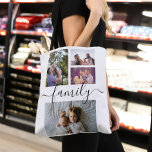 Tote Bag Collage de photos Unique Personnalisé 4 Famille de<br><div class="desc">Photo Collage Unique Sac personnalisé 4 Modèles photo de Ricaso - avec une superbe typographie de famille</div>