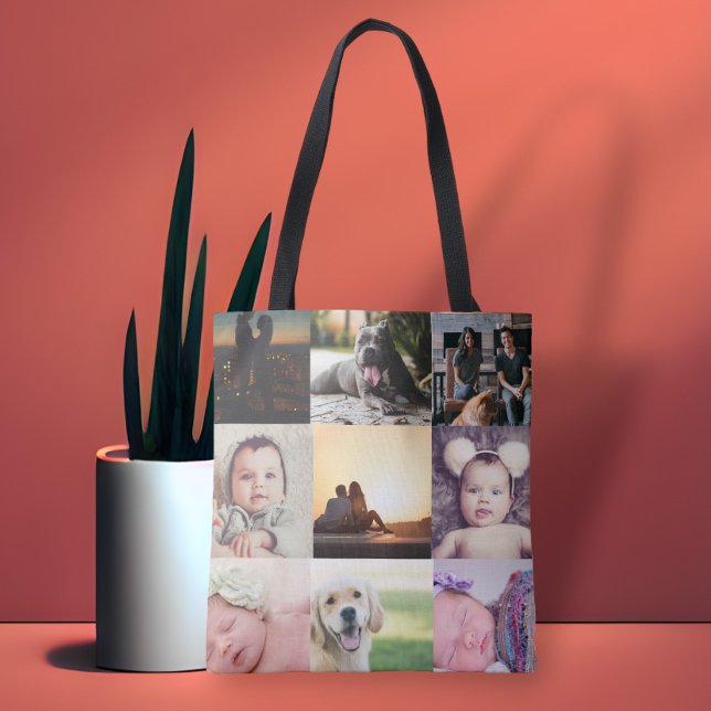 Tote Bag Collage de photos Unique Personnalisé 9 Photo (Créateur téléchargé)