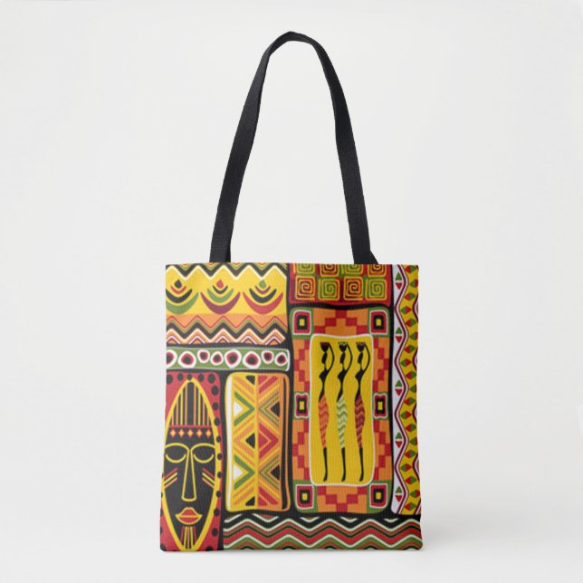 Tote Bag Collage d'impression couleur Motif africain (Devant)