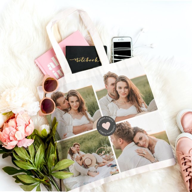 Tote Bag Collage moderne Cadeau photo de famille personnali (Créateur téléchargé)