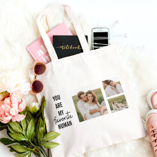 Tote Bag Collage moderne Couple Photo & Romantic Love Citat