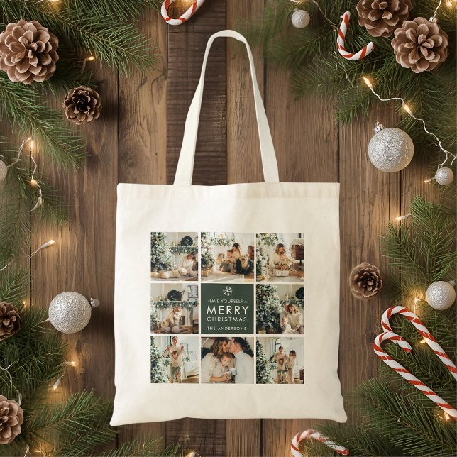 Tote Bag Collage Moderne « Joyeux Noël » Multi Photo  (Créateur téléchargé)
