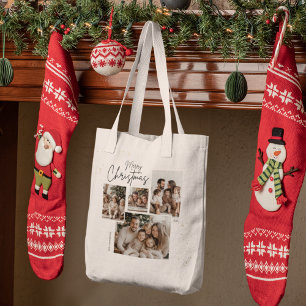 Tote Bag "Collage personnalisé de quatre photos de Noël Joy