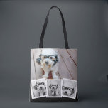 Tote Bag Collage photo 4 tendance noir blanc<br><div class="desc">Utilisez quatre photos carrés pour créer un cadeau unique et personnel. Ou vous pouvez garder le chiot hipster et faire un gardien branché. Si vous avez besoin d'ajuster les images,  cliquez sur l'outil personnaliser pour apporter des modifications.</div>
