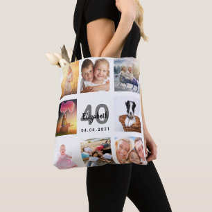 Tote Bag collage photo blanc de 40e anniversaire