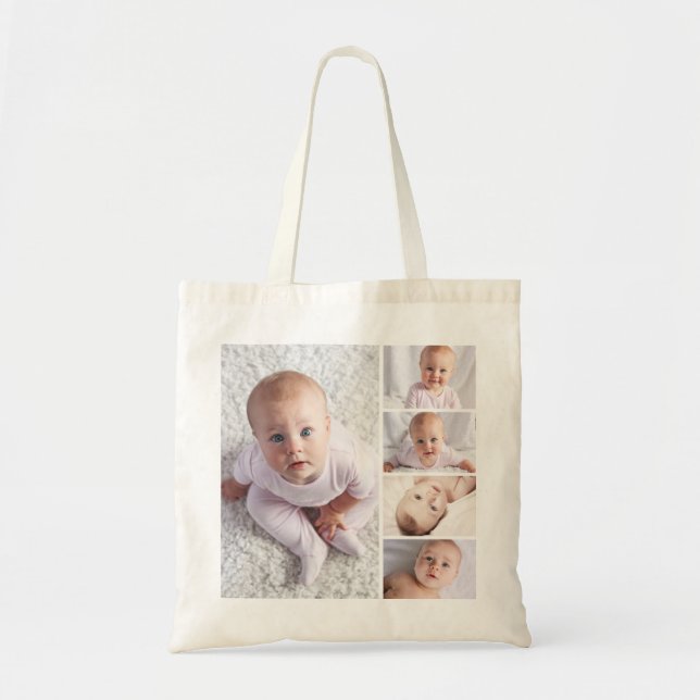 Tote Bag Collage photo de 5 petits-enfants personnalisés (Devant)