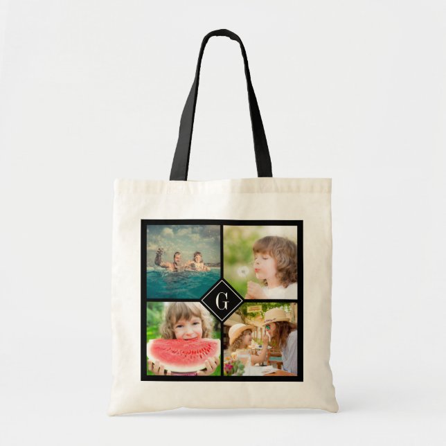 Tote Bag Collage photo de famille monographique personnalis (Devant)