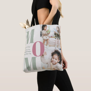 Tote Bag Collage photo de la Fête des Mères moderne Lettr