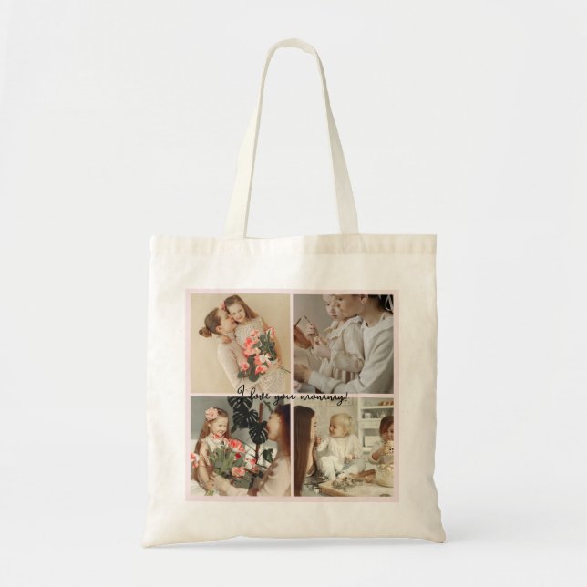 Tote Bag Collage photo et message - Cadeau personnalisé | (Devant)