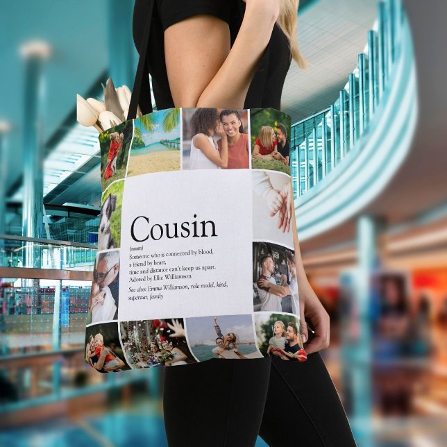 Tote Bag Collage photo Fun Modern 12 Définition de Cousin (Modern Fun 12 Photo Collage Cousin Definition Tote Bag)