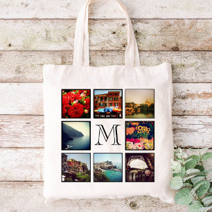 Tote Bag Collage photo Instagram Monogramme personnalisé