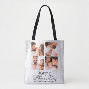 Tote Bag Collage photo moderne mignonne Happy First Fête de