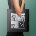 Tote Bag Collage photo noir et blanc 3 Monogramme personnal<br><div class="desc">Vous pouvez utiliser des photos Instagram pour cette conception. Utilisez trois photos carrés pour créer un cadeau unique et personnel. Ou vous pouvez garder le chiot hipster et faire un gardien branché. Si vous avez besoin d'ajuster les images,  cliquez sur l'outil personnaliser pour apporter des modifications.</div>