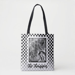 Tote Bag Collage photo noir et blanc Nom de famille