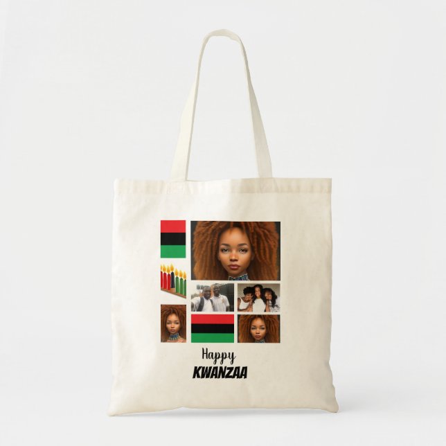 Tote Bag Collage photo personnalisé Kwanzaa 8 (Devant)