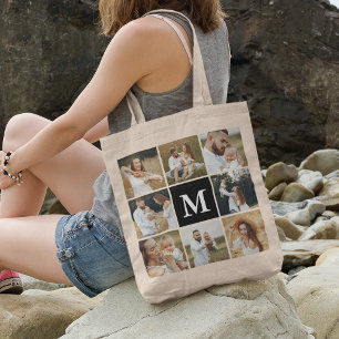 Tote Bag Collage photo personnalisé moderne 8 