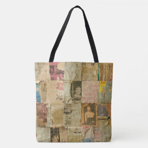 Tote Bag Collage rustique Vintage de journaux (6)