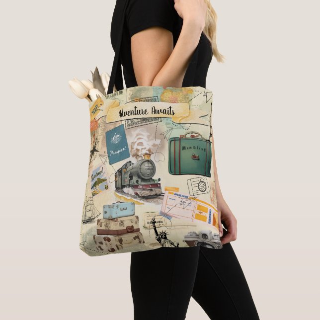 Tote Bag Collage Vintage voyage (De près)