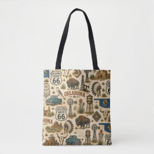 Tote Bag Collage Western Vintage Route 66 Oklahoma