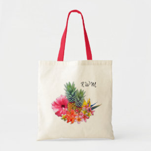 Tote Bag Collection d'ananas et de fleurs tropicaux