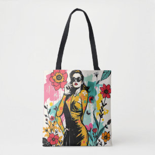 Tote Bag Collection d'art de couture tropicale double face