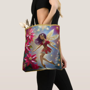 Tote Bag Collection de fées de Noël - Cheveux de prune droi