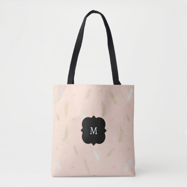 Tote Bag Collection de luxe Boho Moderne Plumes (Devant)