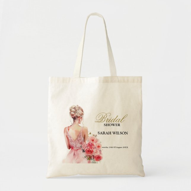 Tote Bag Collection de Robes de Mariée à l'Aquarelle Fleuri (Devant)
