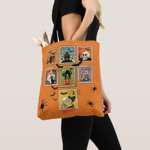 Tote Bag Collection de timbres postérieurs Halloween vintag