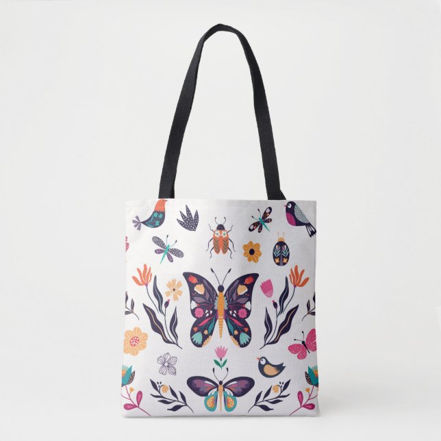 Tote Bag Collection d'éléments d'été du printemps à la main (Devant)
