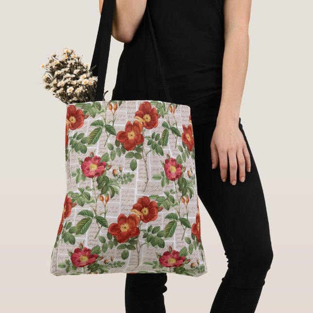 Tote Bag Collection d'illustrations du patrimoine Rose vict (De près)
